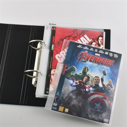 Enkel / Dubbel DVD-ficka med filt och ringpärmshål - 50 st.